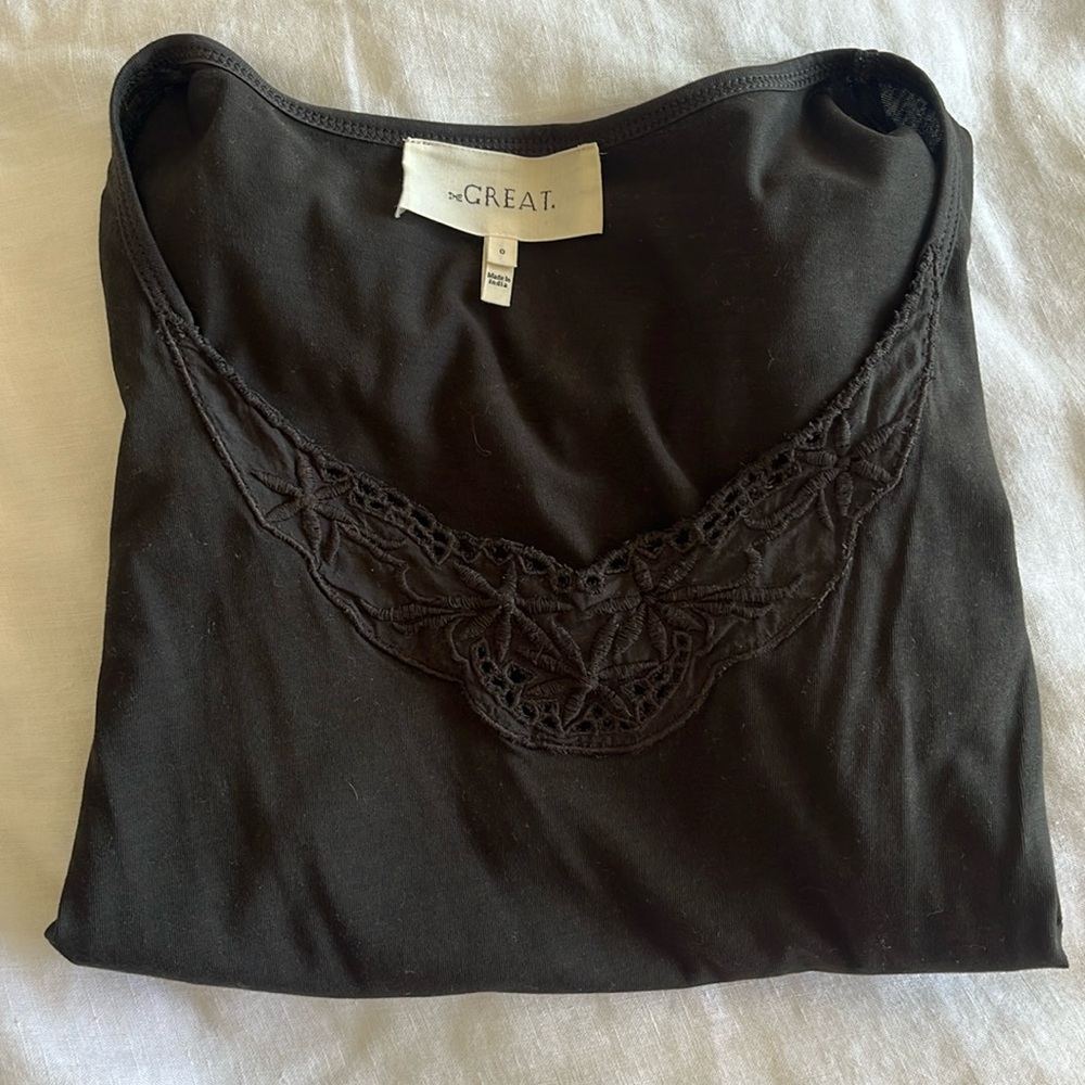 The Great black short sleeve top